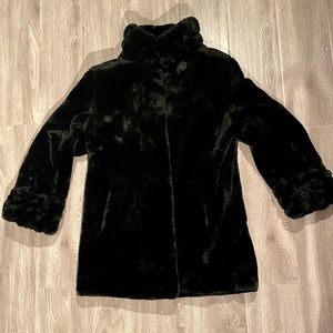 Winter black faux fur warm jacket